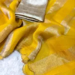 Banarasi pure kora tissue sona rupa strip with scalping border| Ismaily Saree