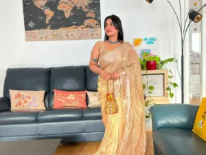 Exclusive Pure Tissue Saree with Pearl Handwork & Zari Weaving
