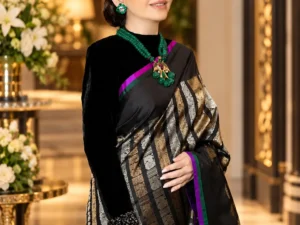 Nita Ambani Inspired Black Pure Katan Silk Banarasi Saree | Black